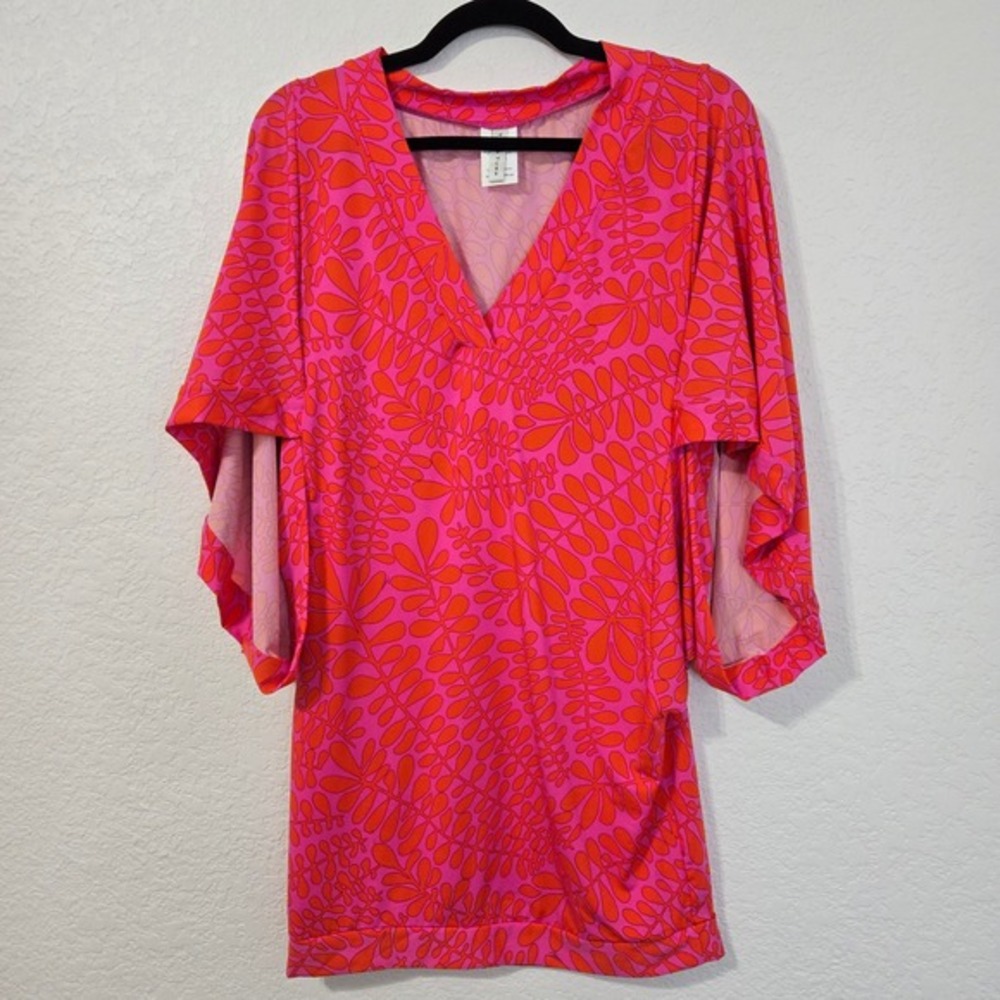 Trina Turk Women's‎ Trellis V-Neck Tunic Swim Cover-Up Dress Colorful Resortwear
